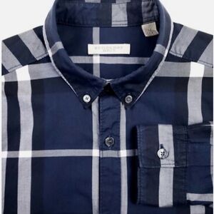 Burberry Blue and White Plaid Men's Shirt XS